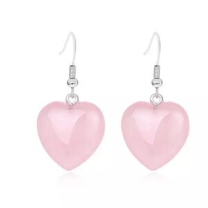 Pink Rose Quartz Heart Earrings